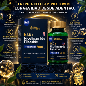 NAD+ Nicotinamide Riboside + Resveratrol 900 mg – Energía Celular y Bienestar Integral