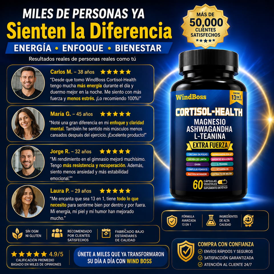 🌿 WindBoss Cortisol-Health Extra Fuerza – Control del Estrés, Energía y Bienestar Diario