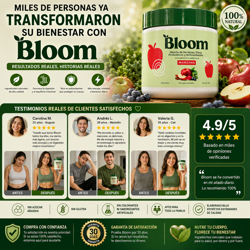 🌿 Bloom Manzana – Nutrición Verde para tu Bienestar Diario
