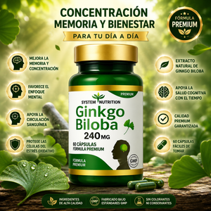 🌿 Ginkgo Biloba 240 mg Premium – Memoria, Concentración y Bienestar Mental
